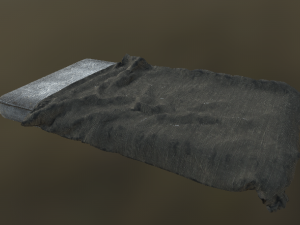 dirty old bed with mattress and blanket Modelo 3D