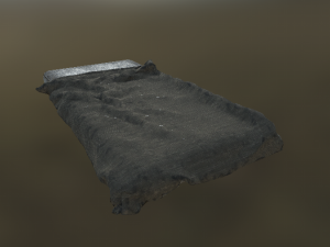 dirty old bed with mattress and blanket Modelo 3D