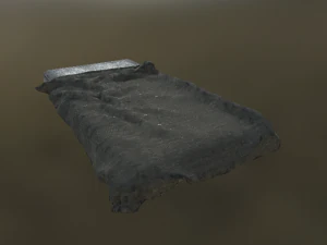 dirty old bed with mattress and blanket 3D Model