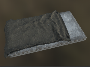 dirty old bed with mattress and blanket Modelo 3D