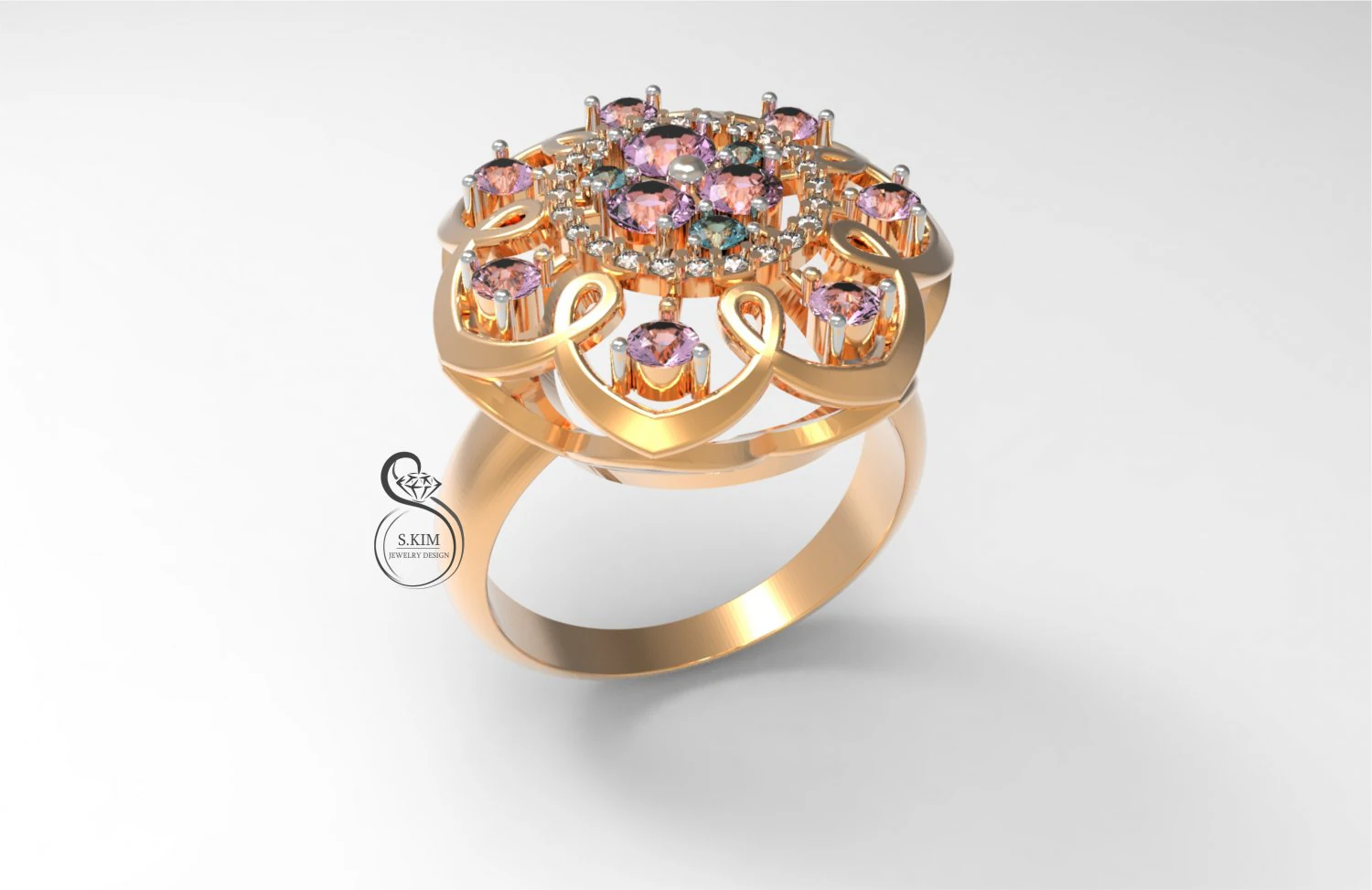 flower ring 3D Print Model .c4d .max .obj .3ds .fbx .stl .blend