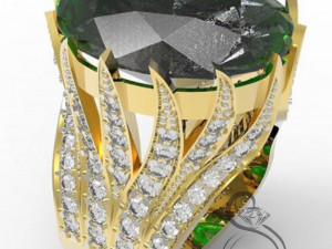 ring with oval gem 20x17mm and leaflet 3D Принт Модель