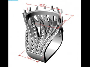 ring with oval gem 20x17mm and leaflet 3D Print Model