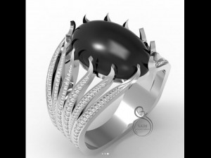 ring with cabochon 15x10 Model Cetak 3D