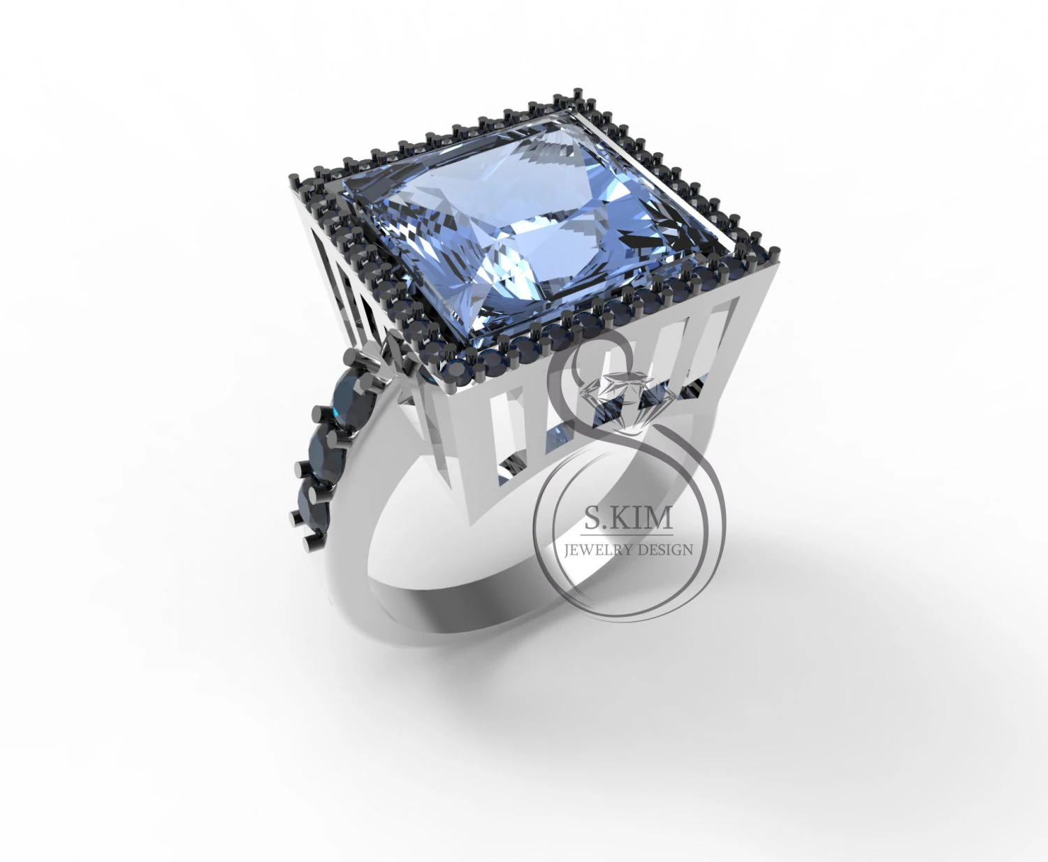 square gem ring 10mm princess 3D Print Model .c4d .max .obj .3ds .fbx .stl .blend 
