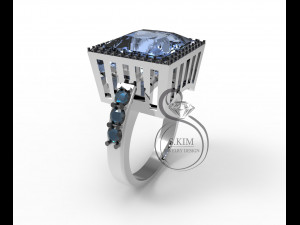 square gem ring 10mm princess 3D 프린트 모델