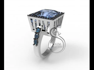 square gem ring 10mm princess 3D Print Model