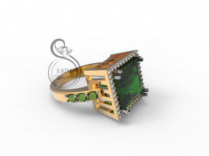 square gem ring 10mm princess 3D 프린트 모델