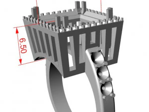 square gem ring 10mm princess 3D Print Model