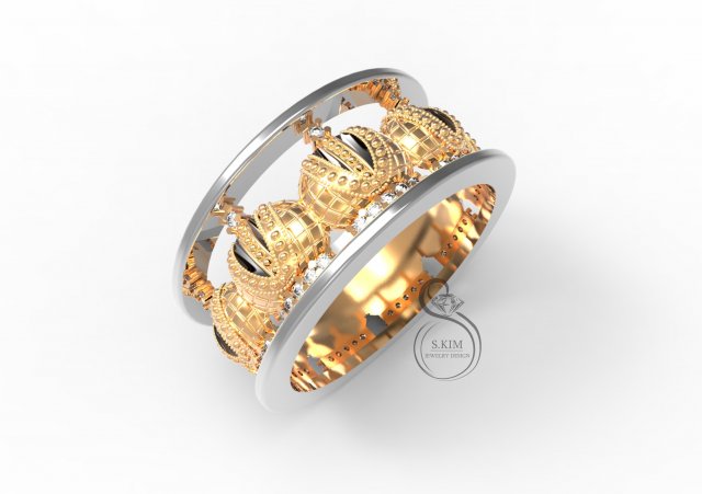 crown ring with gems Modelo de Impressão 3D .c4d .max .obj .3ds .fbx .stl .blend 