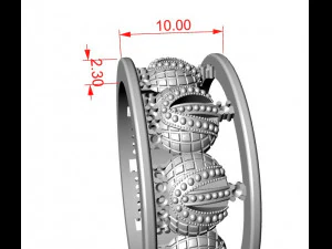 crown ring with gems 3D Print Model
