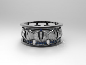 crown ring with gems Modelo de Impressão 3D