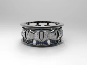 crown ring with gems 3D Print Model