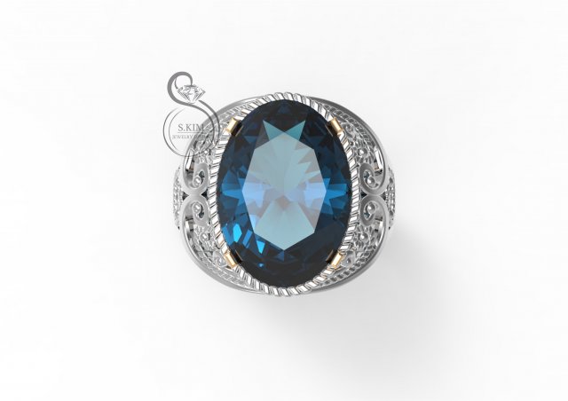 ring with oval gem 14x10mm 3D Принт Модель .c4d .max .obj .3ds .fbx .stl .blend 