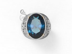 ring with oval gem 14x10mm 3D 프린트 모델