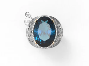 타원형 보석이 달린 반지 14x10mm 3D 프린트 모델