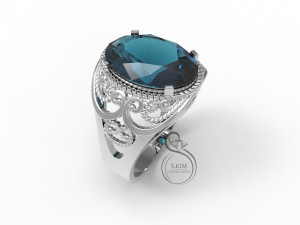 ring with oval gem 14x10mm 3D Принт Модель