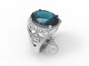 ring with oval gem 14x10mm 3D Print Model