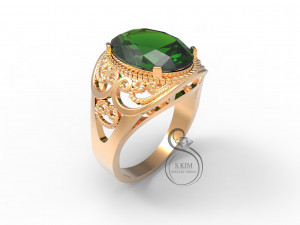 ring with oval gem 14x10mm 3D Принт Модель