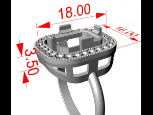 ring emerald 12x10 rectangular gem radiant 3D 프린트 모델