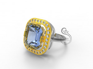 ring emerald 12x10 rectangular gem radiant 3D 프린트 모델