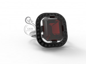 ring emerald 12x10 rectangular gem radiant 3D 프린트 모델