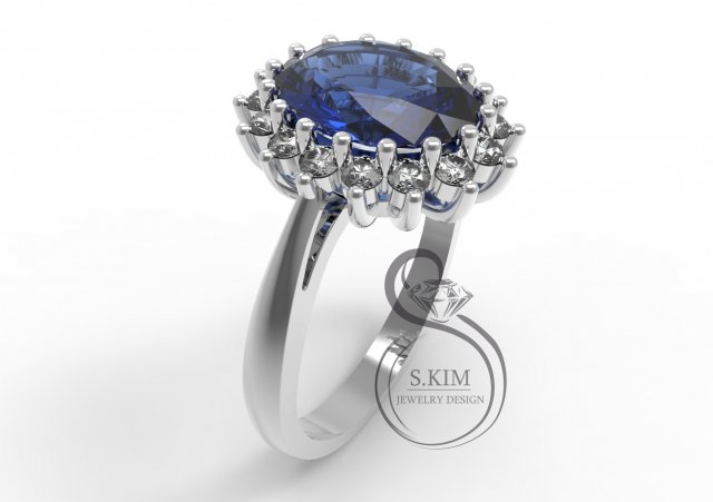 princess dianna wedding ring oval gem 9x7mm Modèles 3D en vedette .c4d .max .obj .3ds .fbx .stl .blend 