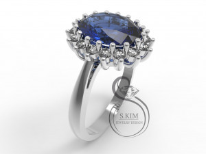 princess dianna wedding ring oval gem 9x7mm Modelo de Impressão 3D