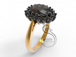 princess dianna wedding ring oval gem 9x7mm Modèles 3D en vedette