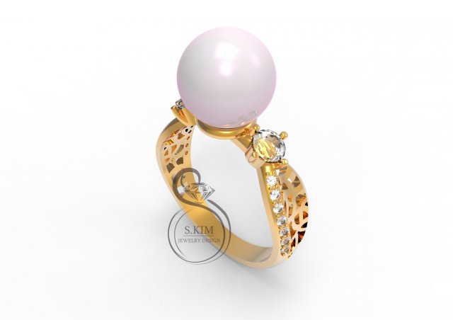 2 rings with pearl 8mm convex and concave 3Dプリントモデル .c4d .max .obj .3ds .fbx .stl .blend