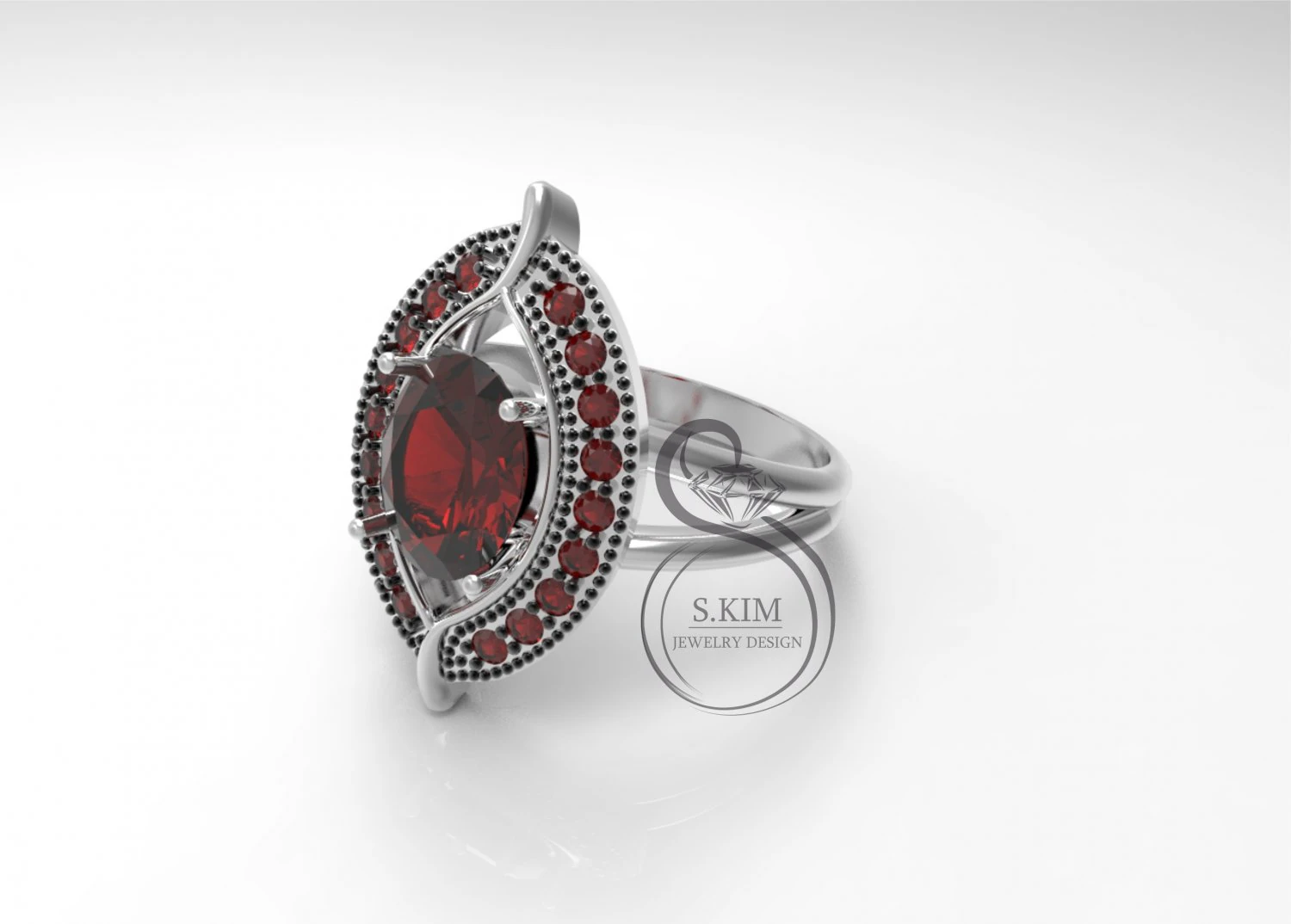 ring oval gem 8x6 3D Print Model .c4d .max .obj .3ds .fbx .stl .blend 