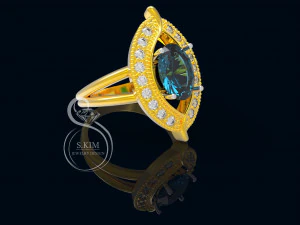 ring oval gem 8x6 3D Print Model