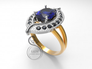 ring oval gem 8x6 Modelo de Impressão 3D