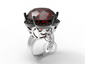 宝石付きリング 18mm 3Dプリントモデル