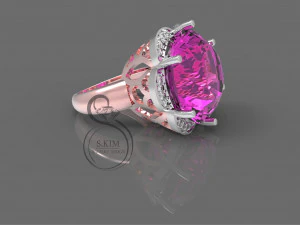 ring with gem 18mm 3D Print Model