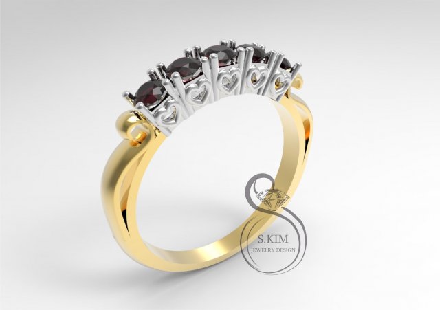 ring with heart heads Modèles 3D en vedette .c4d .max .obj .3ds .fbx .stl .blend 