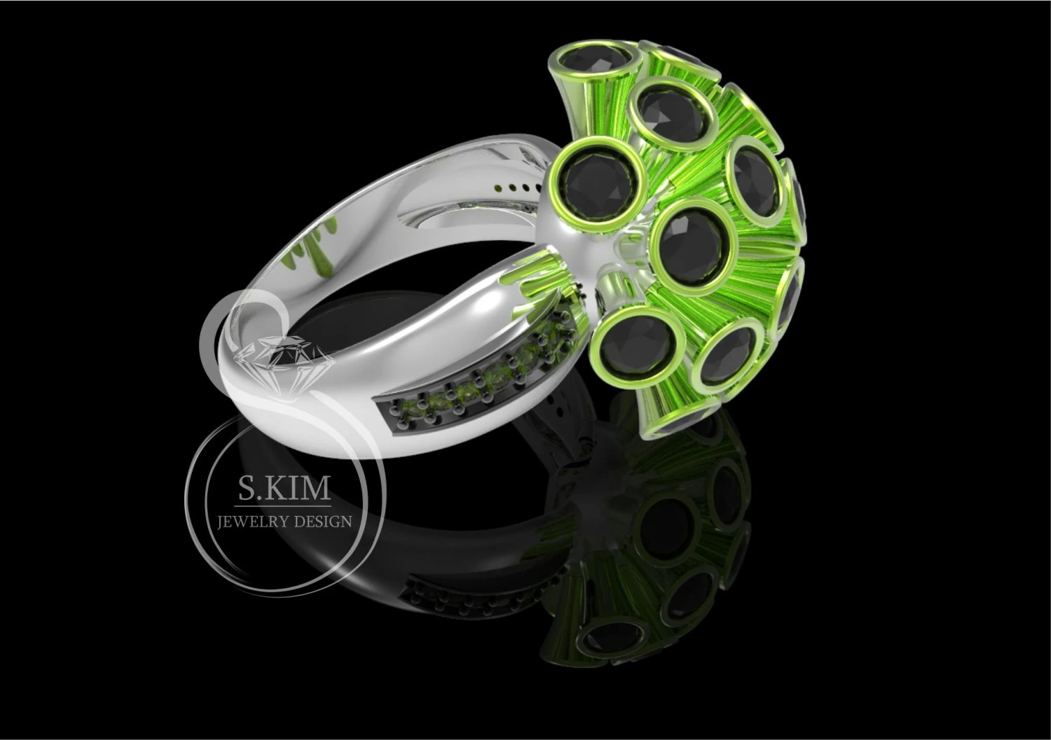 ring with taper heads gem 3mm 3D Print Model .c4d .max .obj .3ds .fbx .stl .blend 