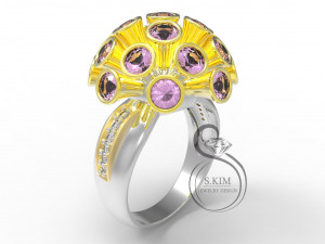ring with taper heads gem 3mm 3D Print Model