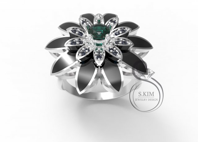 ring flower with enamel on leaflet Modèles 3D en vedette .c4d .max .obj .3ds .fbx .stl .blend 