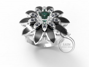 ring flower with enamel on leaflet 3D Print Model