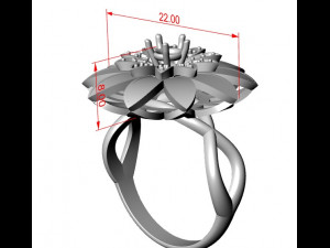 ring flower with enamel on leaflet Modèles 3D en vedette
