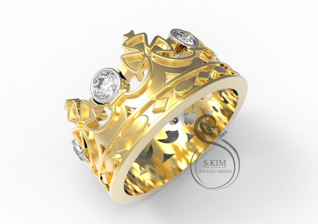 ring crown 3d print model 3D प्रिंट मॉडल .c4d .max .obj .3ds .fbx .stl .blend 