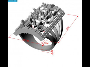 rectangular ring with different gems 3d print model Modèles 3D en vedette