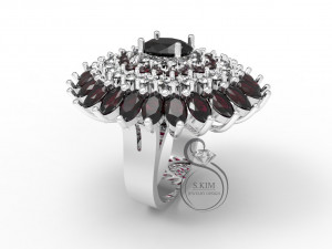ring with oval and roud gems 3D-printmodel