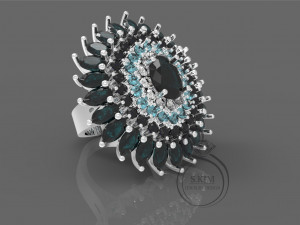 ring with oval and roud gems 3D-printmodel