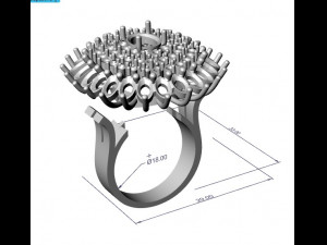 ring with oval and roud gems 3D-printmodel