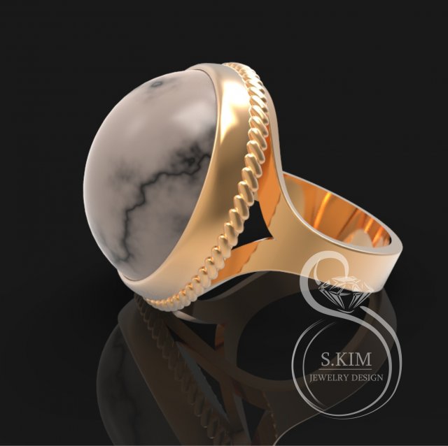 rings with round and oval cabochon 3D 打印模型 .c4d .max .obj .3ds .fbx .stl .blend 