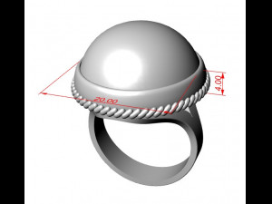 rings with round and oval cabochon 3D 打印模型