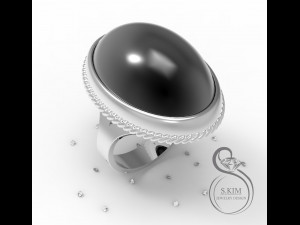 rings with round and oval cabochon 3D 打印模型