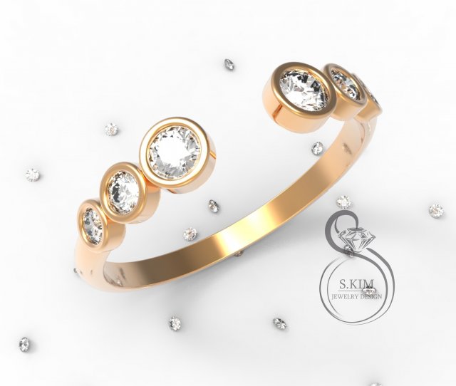 lightweight ring with round gems Model do druku 3D .c4d .max .obj .3ds .fbx .stl .blend 